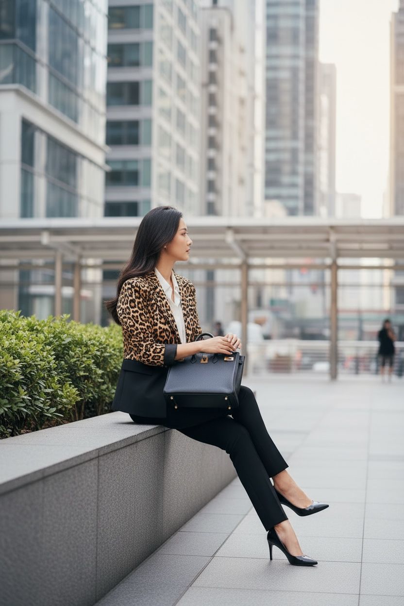 THE ICONIC DUAL LEOPARD & BLACK BLAZER