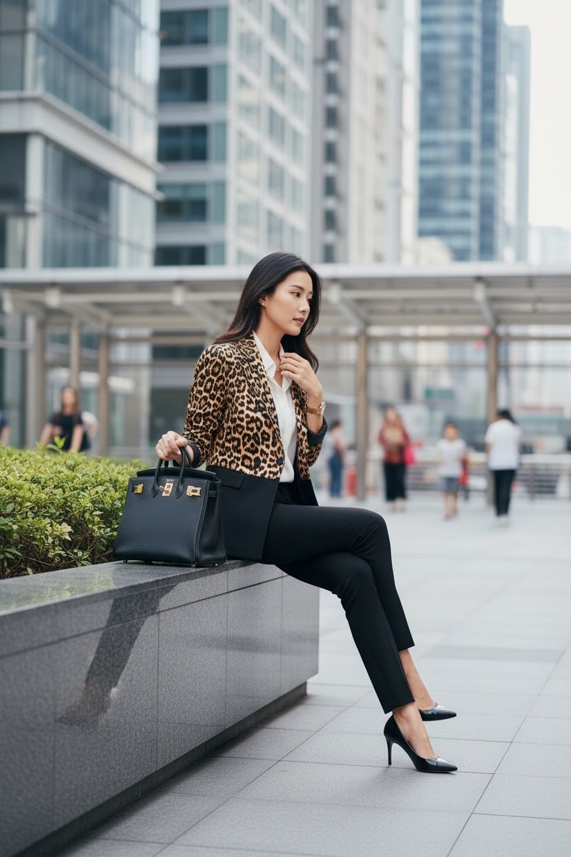 THE ICONIC DUAL LEOPARD & BLACK BLAZER