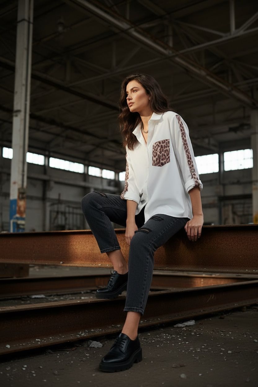 THE LEA LEOPARD ACCENT TOP
