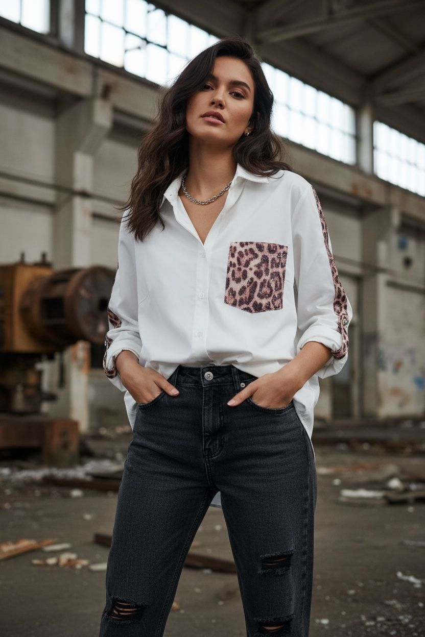 THE LEA LEOPARD ACCENT TOP