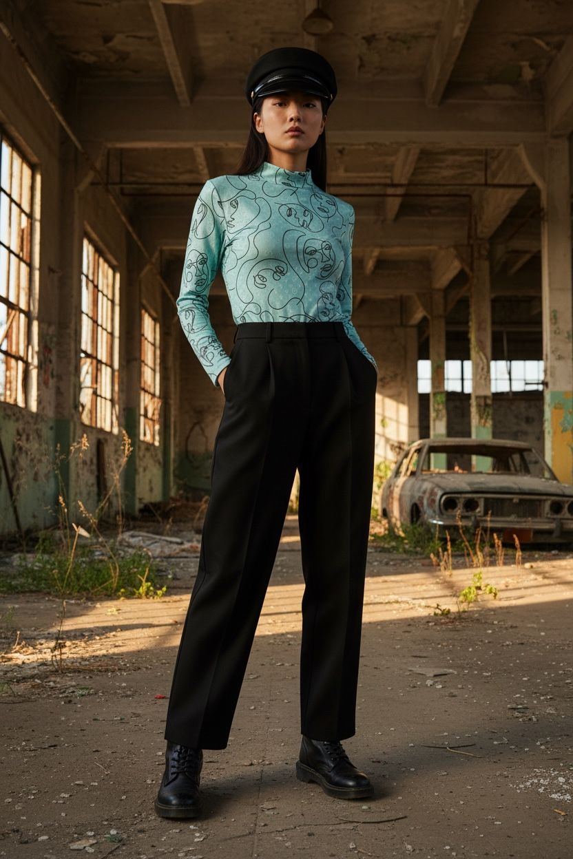 THE ARTY SURREALIST FACE PRINT TOP