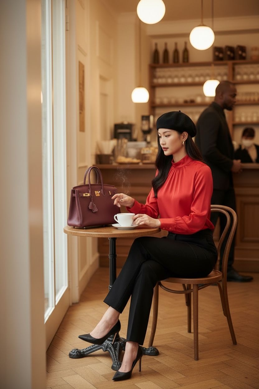 THE VIENNA SATIN HIGH-NECK TOP