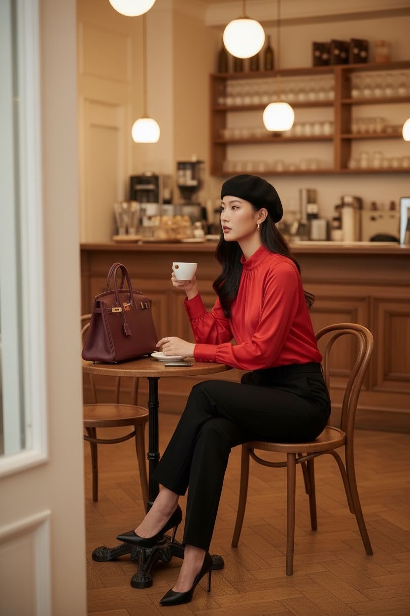 THE VIENNA SATIN HIGH-NECK TOP