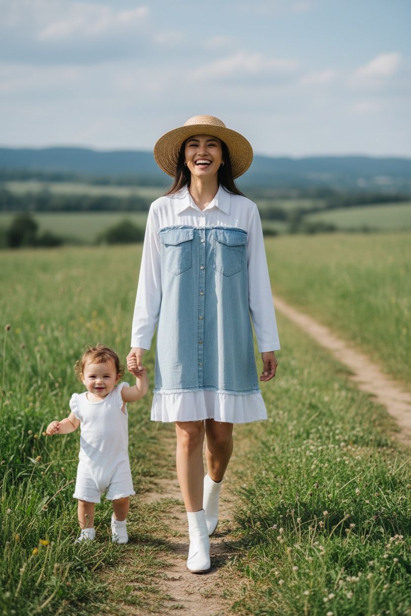 THE BREEZE DENIM OVERLAY TOP DRESS