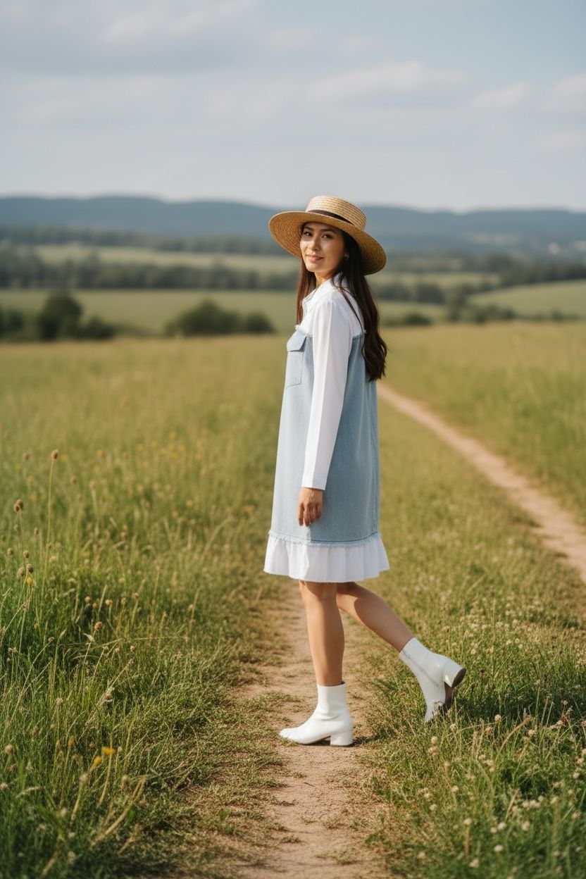 THE BREEZE DENIM OVERLAY TOP DRESS
