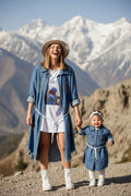 THE MOUNTAIN 2-PIECE SET: CRYSTAL DENIM & WHITE DRESS