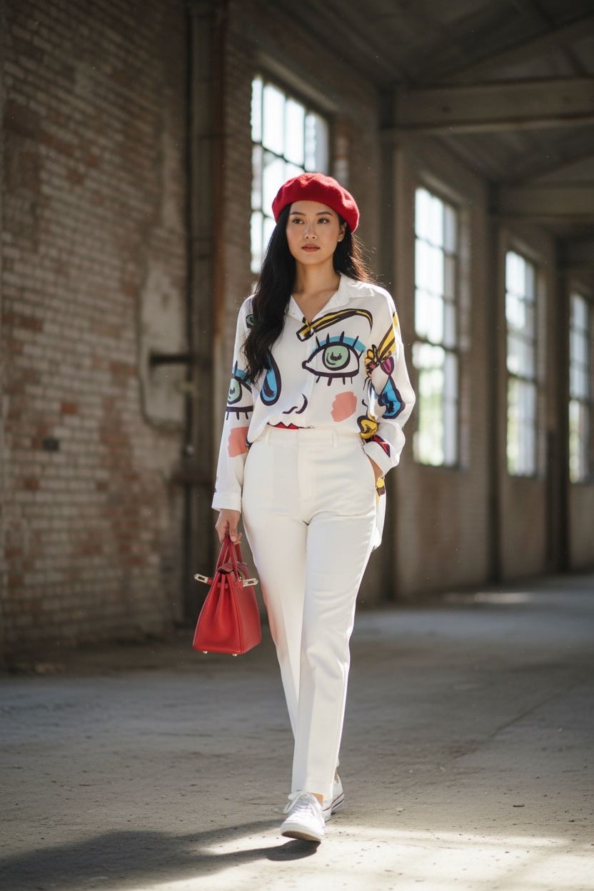 THE ARTISTI PAINT-PRINT WHITE TOP