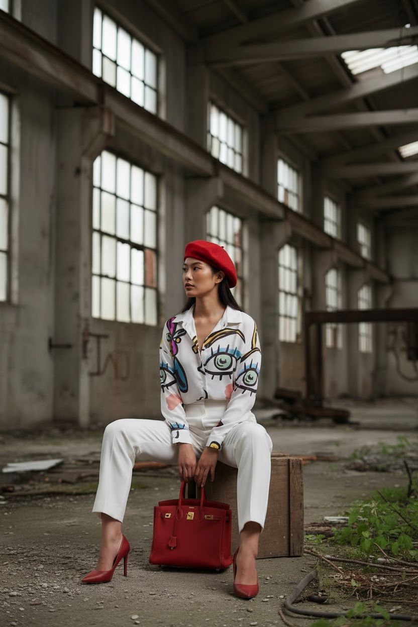THE ARTISTI PAINT-PRINT WHITE TOP