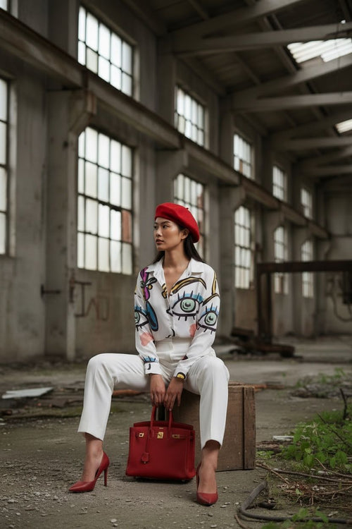 THE ARTISTI PAINT-PRINT WHITE TOP