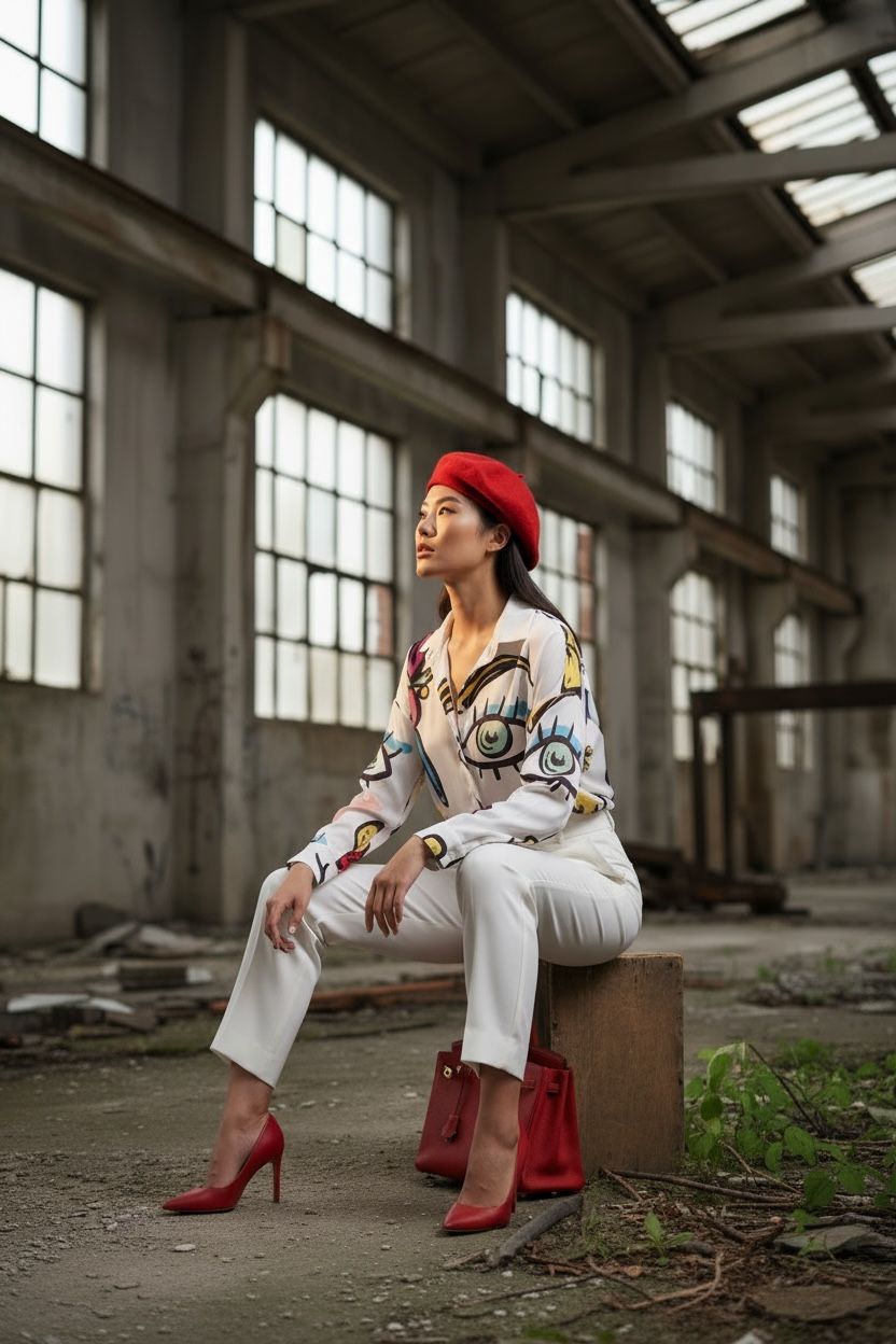 THE ARTISTI PAINT-PRINT WHITE TOP