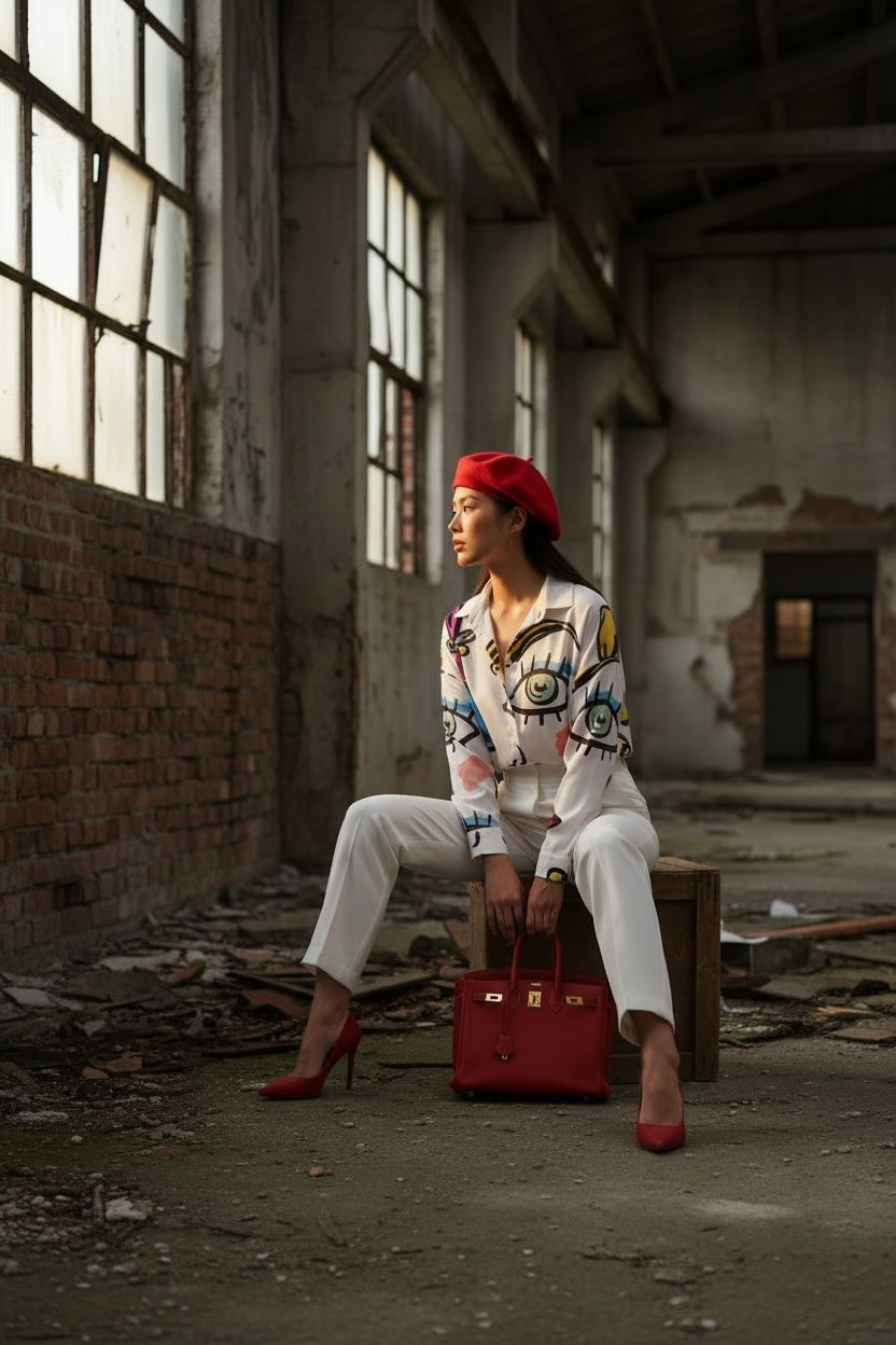 THE ARTISTI PAINT-PRINT WHITE TOP
