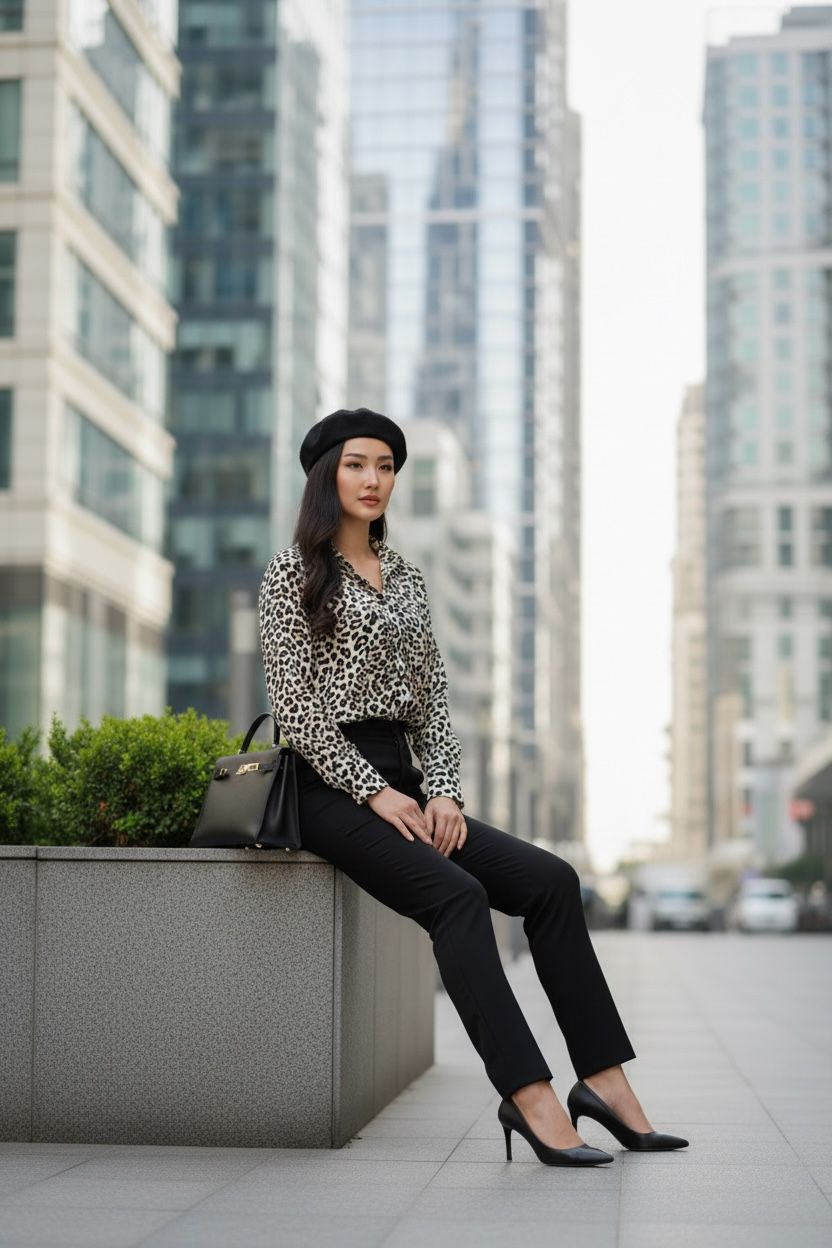 THE PASTEL TIGER RUCHED-CHEST SHIRT