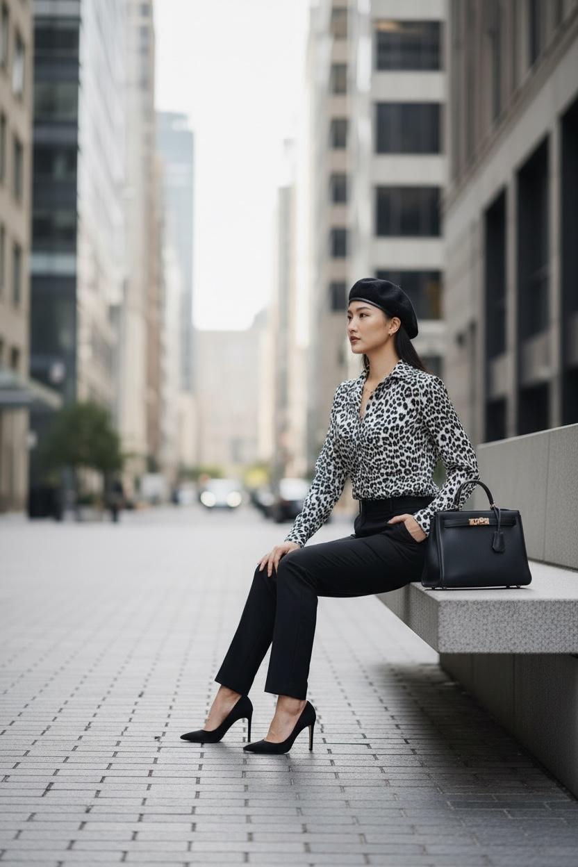 THE PASTEL TIGER RUCHED-CHEST SHIRT