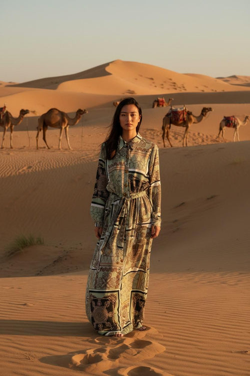 THE ARABESQUE PATTERNED MAXI TOP DRESS