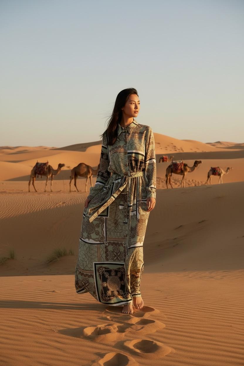 THE ARABESQUE PATTERNED MAXI TOP DRESS