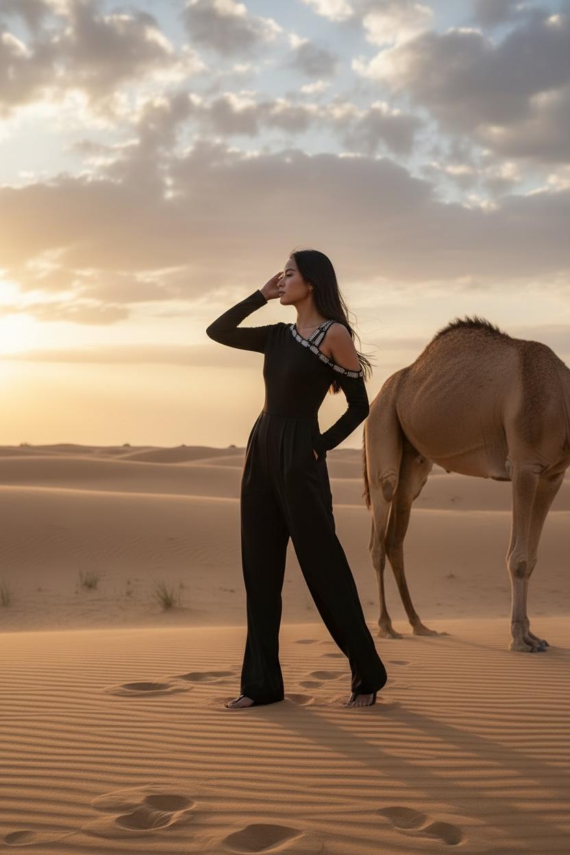 THE SOLAR CRYSTAL-STRAP BLACK JUMPSUIT