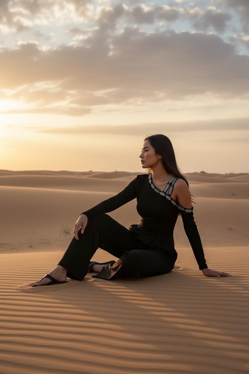 THE SOLAR CRYSTAL-STRAP BLACK JUMPSUIT