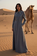 THE GLAM DARK WASH DENIM DRESS WITH CRYSTAL EMBELLISHMENT