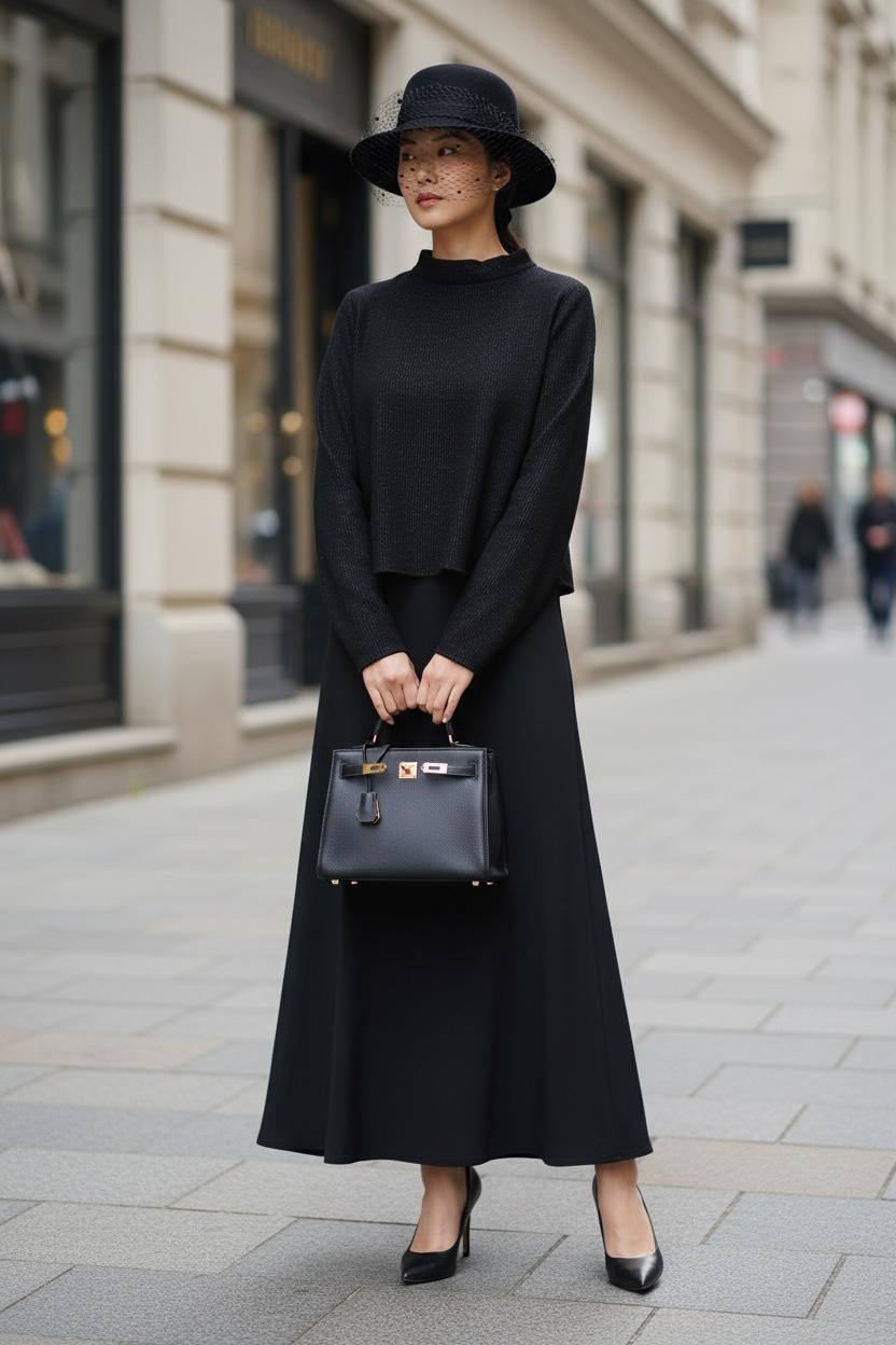 THE NOIR SET: CLASSIC TOP & FLOWY MAXI SKIRT