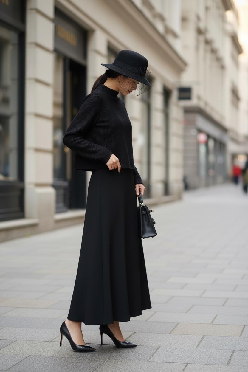 THE NOIR SET: CLASSIC TOP & FLOWY MAXI SKIRT