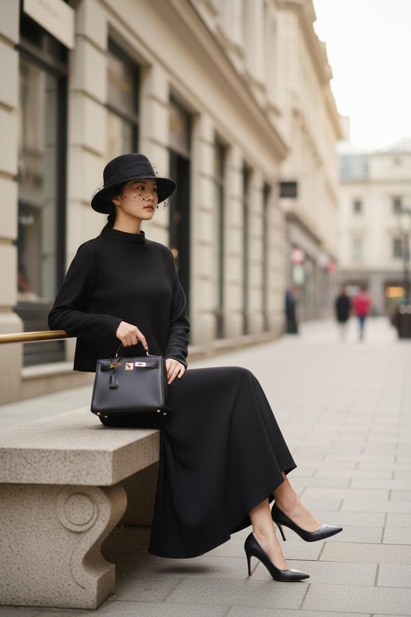 THE NOIR SET: CLASSIC TOP & FLOWY MAXI SKIRT