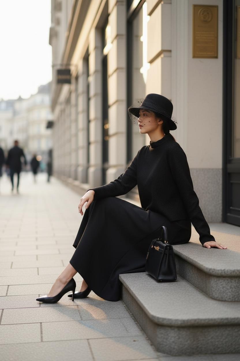 THE NOIR SET: CLASSIC TOP & FLOWY MAXI SKIRT