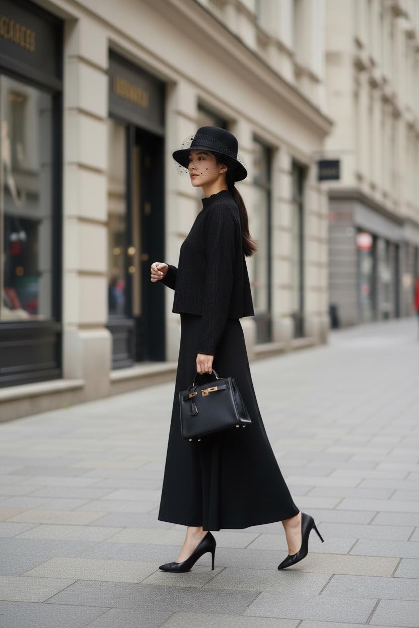 THE NOIR SET: CLASSIC TOP & FLOWY MAXI SKIRT