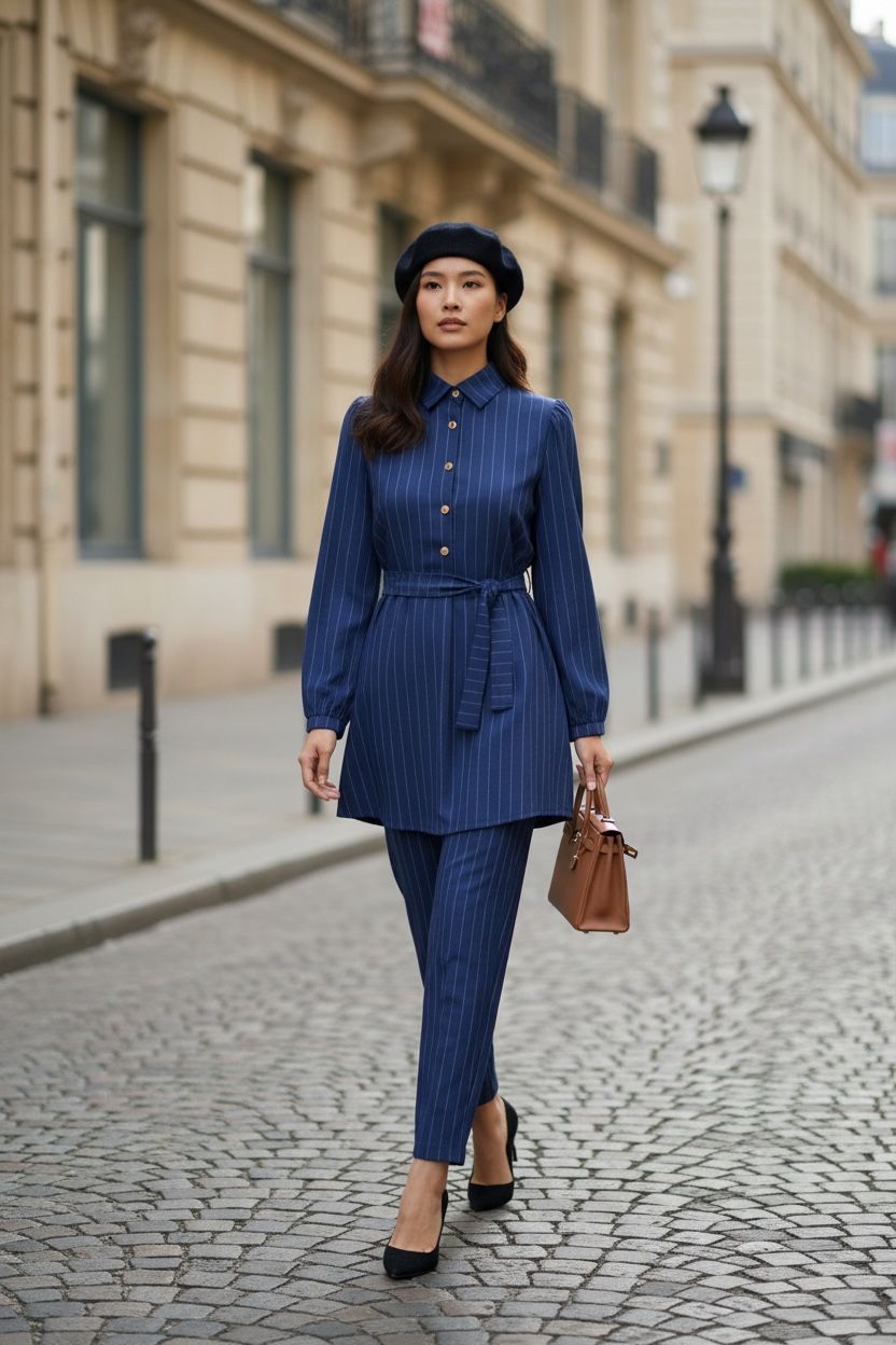 THE STRIPE FORMAL TWO-PIECE SET: TUNIC & PANTS
