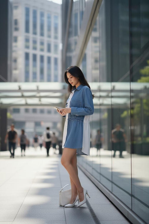 THE DUO-TONE DENIM SHIRT DRESS