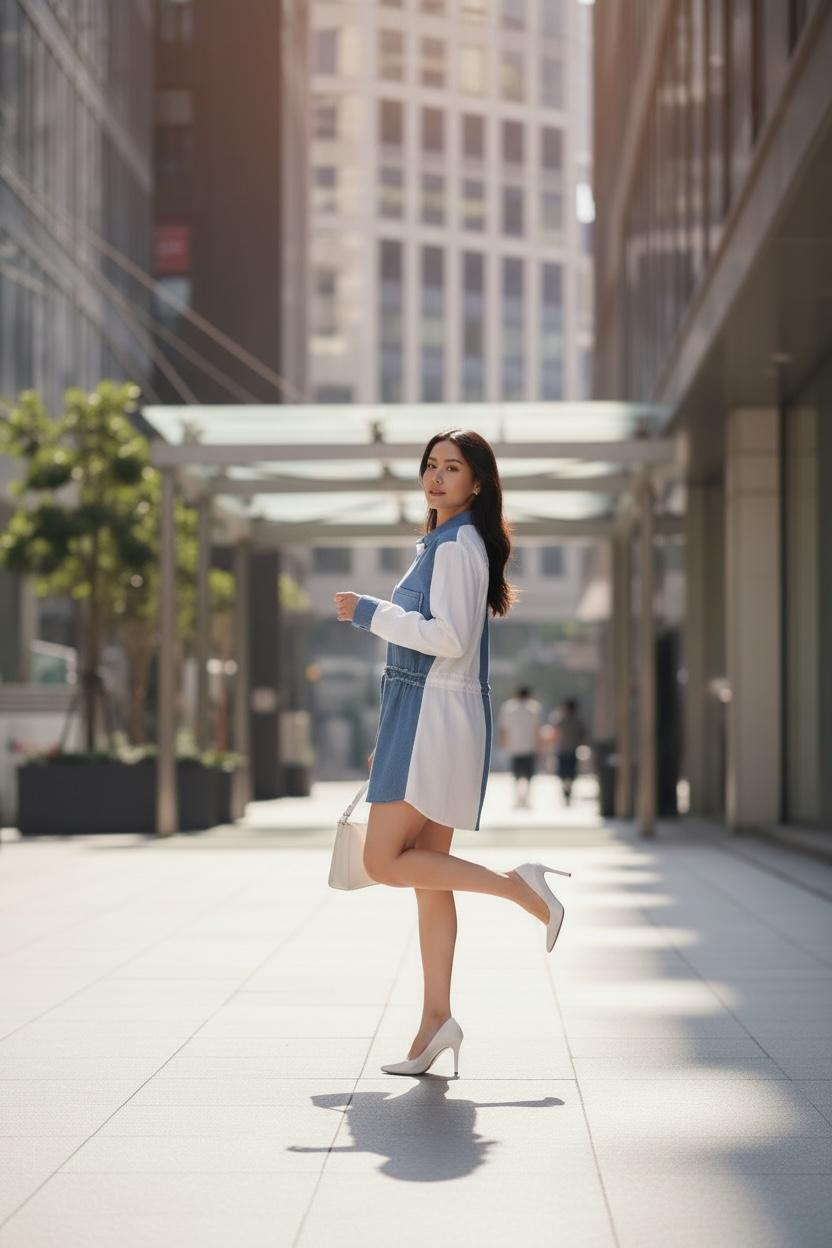 THE DUO-TONE DENIM SHIRT DRESS