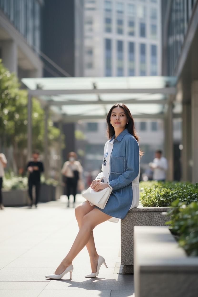 THE DUO-TONE DENIM SHIRT DRESS