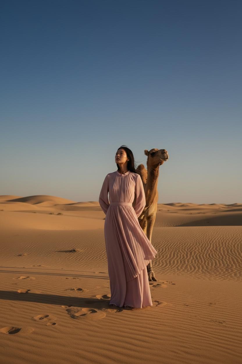 THE LAURA PLEATED MAXI DRESS WITH WIDE SLEEVES