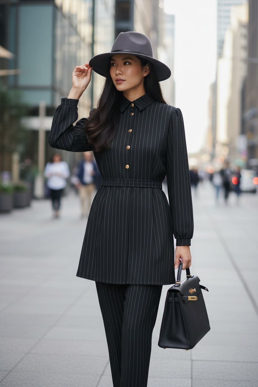 THE STRIPE FORMAL TWO-PIECE SET: TUNIC & PANTS