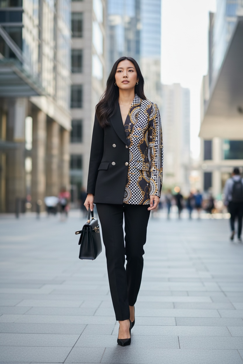 THE SELECT SCARF-PRINT DUAL BLAZER