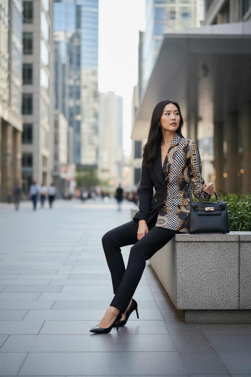 THE SELECT SCARF-PRINT DUAL BLAZER