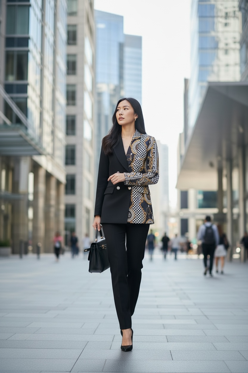 THE SELECT SCARF-PRINT DUAL BLAZER