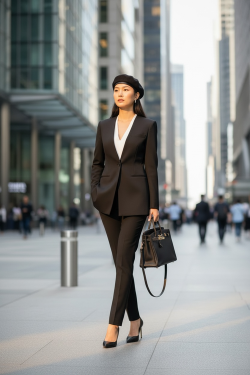 THE AVA POWER SUIT: ASYMMETRICAL TAILORED BLAZER